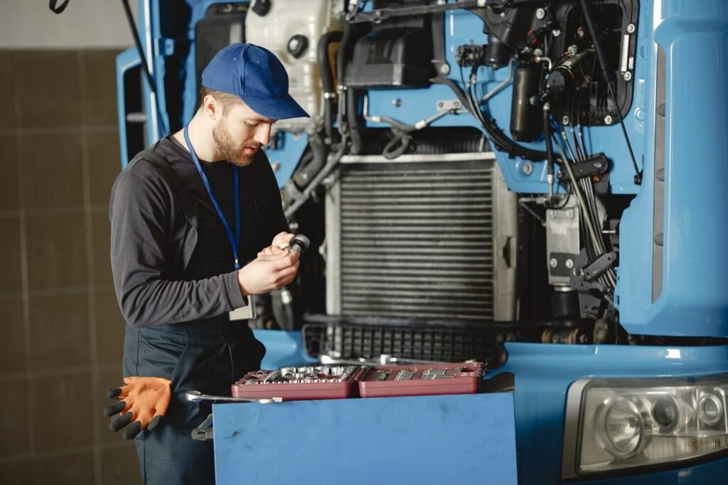 Man working on combustion system cleaning